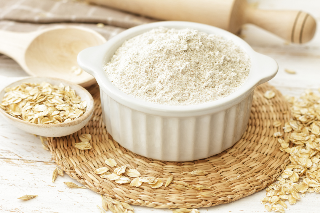 oat flour in a bowl