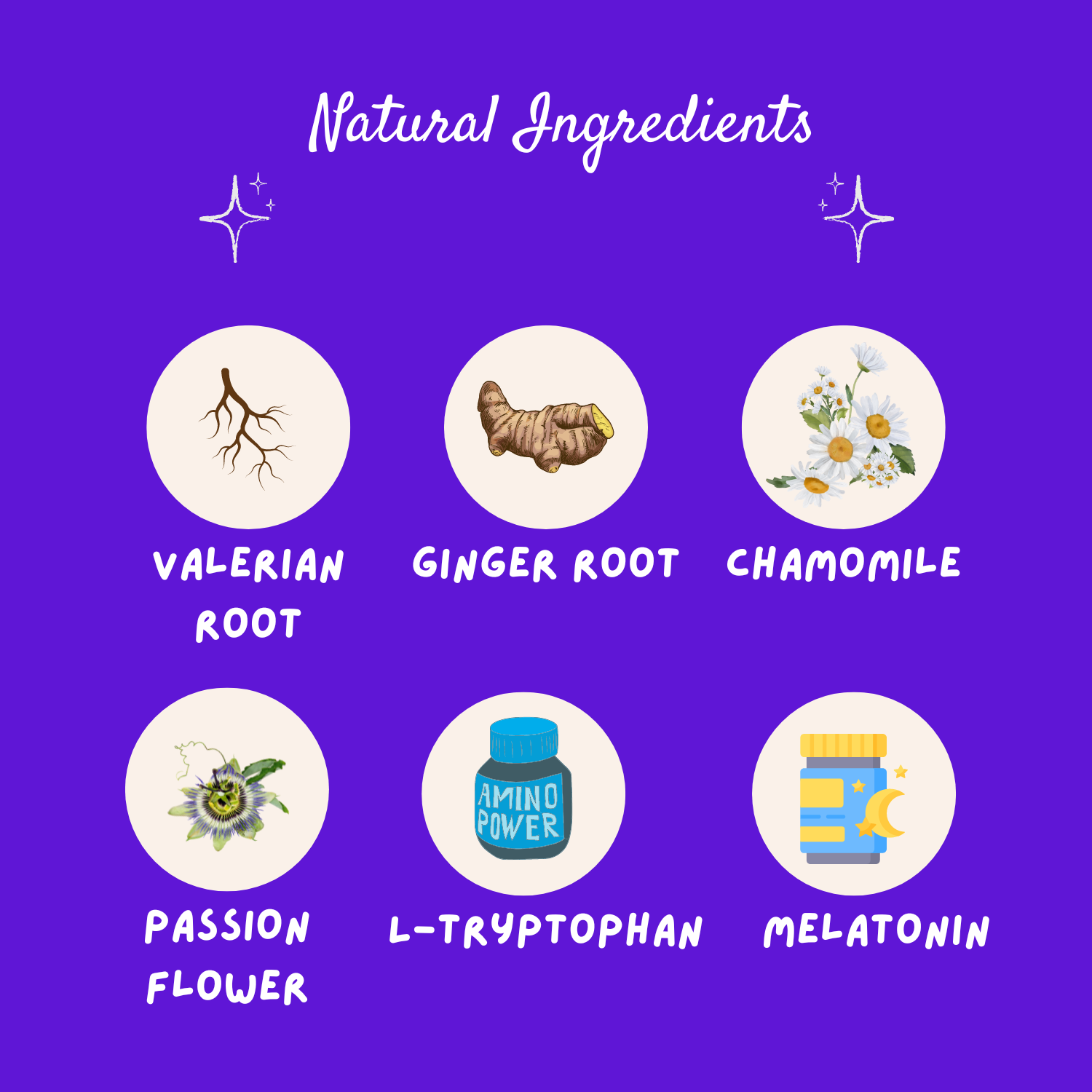 Calming chews natural ingredient infographic.